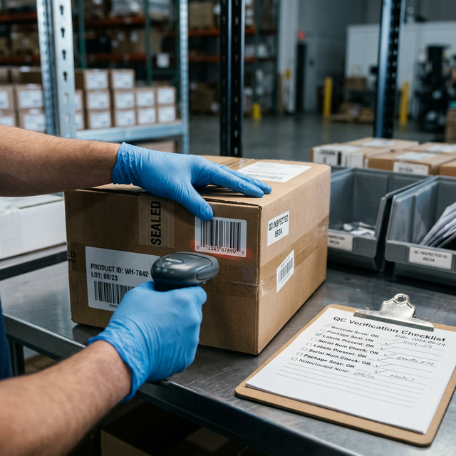 Close-up barcode inspection during inbound product verification